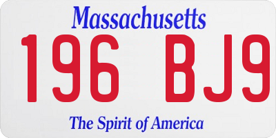 MA license plate 196BJ9