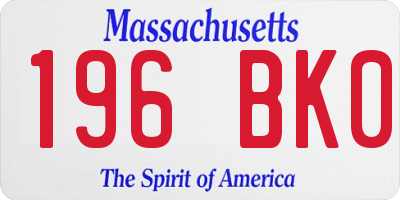 MA license plate 196BK0