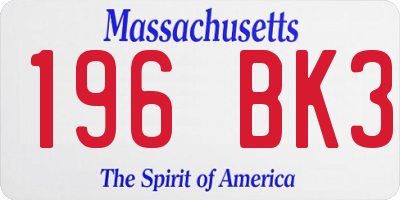 MA license plate 196BK3