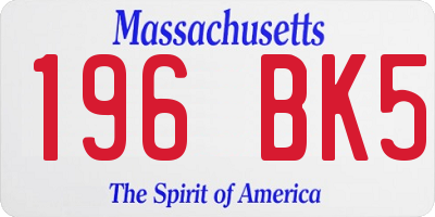 MA license plate 196BK5
