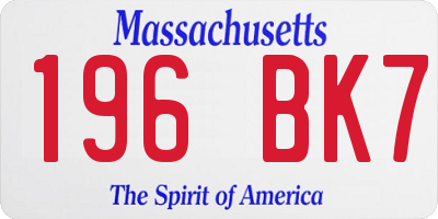 MA license plate 196BK7