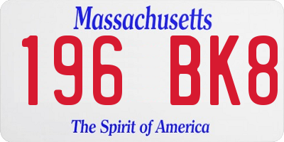 MA license plate 196BK8