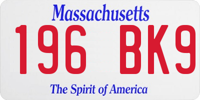 MA license plate 196BK9