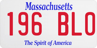 MA license plate 196BL0