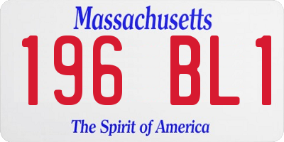 MA license plate 196BL1