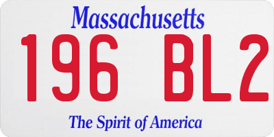 MA license plate 196BL2