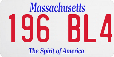 MA license plate 196BL4