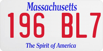 MA license plate 196BL7