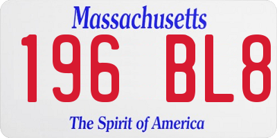 MA license plate 196BL8