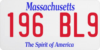 MA license plate 196BL9