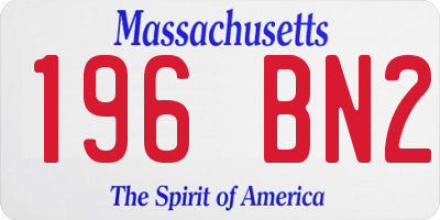 MA license plate 196BN2