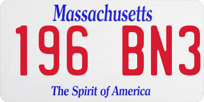 MA license plate 196BN3