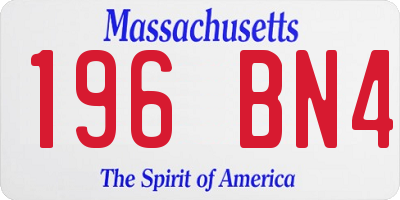 MA license plate 196BN4