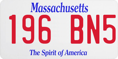 MA license plate 196BN5