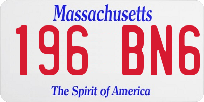 MA license plate 196BN6