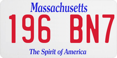MA license plate 196BN7