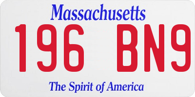 MA license plate 196BN9