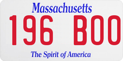 MA license plate 196BO0