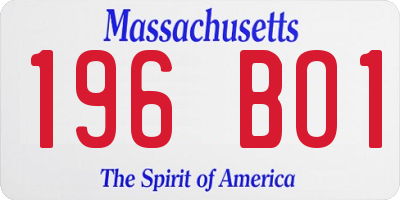 MA license plate 196BO1