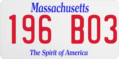 MA license plate 196BO3
