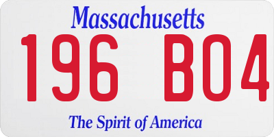 MA license plate 196BO4