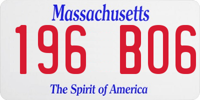 MA license plate 196BO6