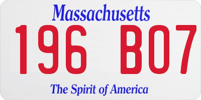 MA license plate 196BO7
