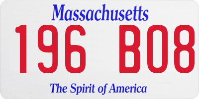 MA license plate 196BO8