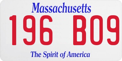 MA license plate 196BO9