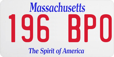 MA license plate 196BP0