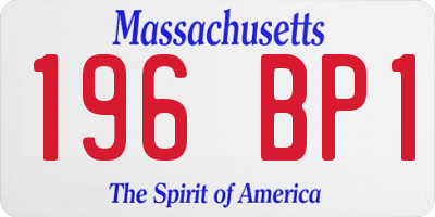 MA license plate 196BP1