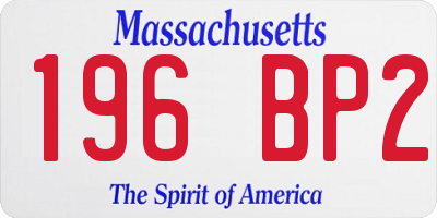 MA license plate 196BP2