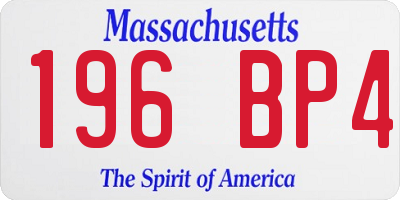 MA license plate 196BP4