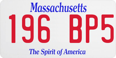 MA license plate 196BP5