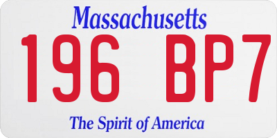 MA license plate 196BP7