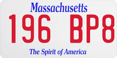 MA license plate 196BP8