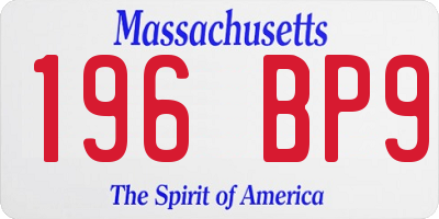 MA license plate 196BP9