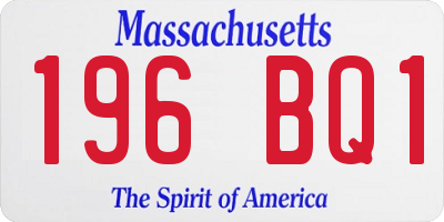 MA license plate 196BQ1