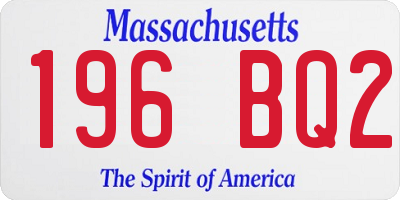 MA license plate 196BQ2