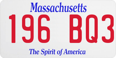 MA license plate 196BQ3