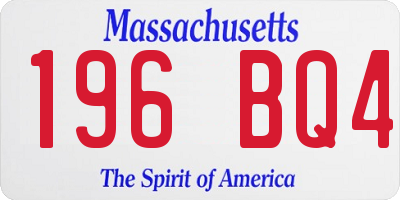 MA license plate 196BQ4