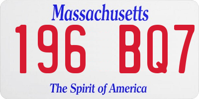 MA license plate 196BQ7