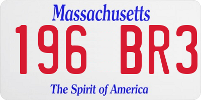 MA license plate 196BR3