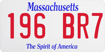 MA license plate 196BR7
