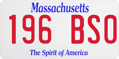 MA license plate 196BS0