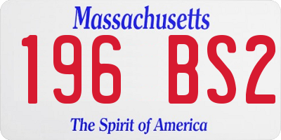 MA license plate 196BS2