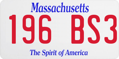 MA license plate 196BS3