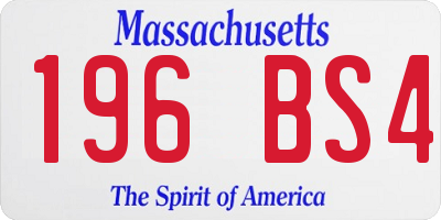 MA license plate 196BS4