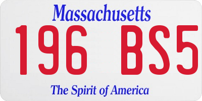 MA license plate 196BS5