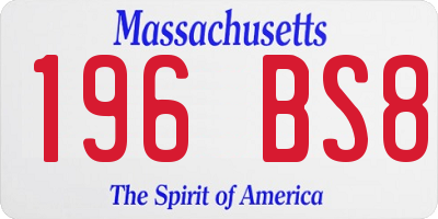 MA license plate 196BS8